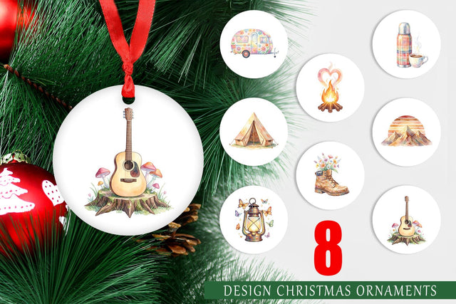 Ornament Watercolor 70s Retro Camping Adventure Sublimation artnoy 