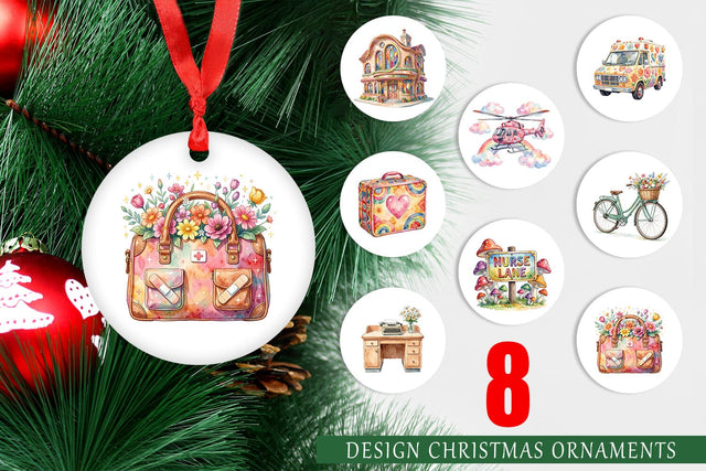 Ornament Watercolor 70s Retro Medical Scenes Sublimation artnoy 