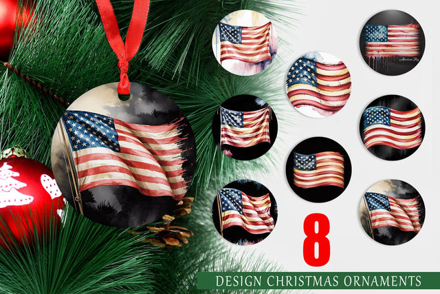Ornament Watercolor American Flag Sublimation artnoy 