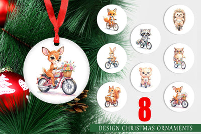 Ornament Watercolor Big Eye Forest Friends Bike Sublimation artnoy 