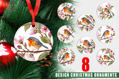 Ornament Watercolor Bird Perched Sublimation artnoy 