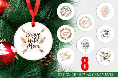 Ornament Watercolor Boho Dreamcatcher Mama Quotes Sublimation artnoy 