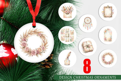 Ornament Watercolor Boho Floral Junk Journal Art Sublimation artnoy 
