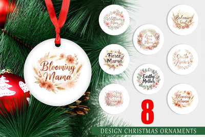 Ornament Watercolor Boho Floral Mama Quotes Sublimation artnoy 