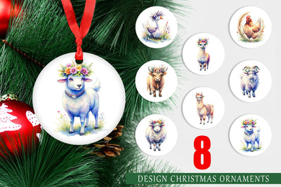 Ornament Watercolor Boho Highland Cow And Friends Sublimation artnoy 