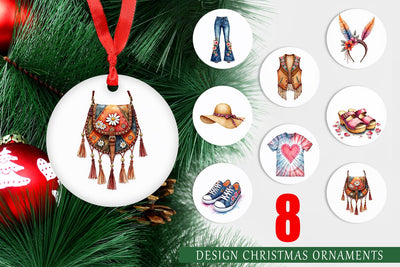 Ornament Watercolor Boho Spring Fashion 70s Accessories & Attire Sublimation artnoy 