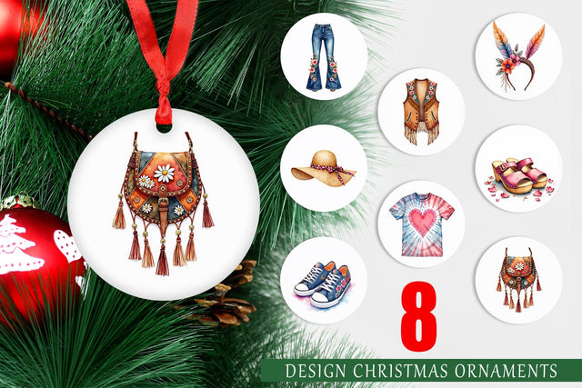 Ornament Watercolor Boho Spring Fashion 70s Accessories & Attire Sublimation artnoy 