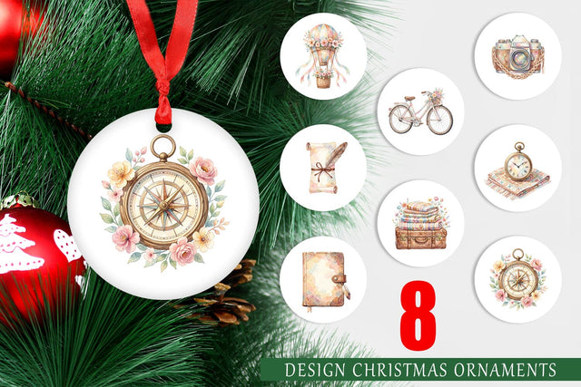Ornament Watercolor Boho Vintage Travel Ephemera Sublimation artnoy 