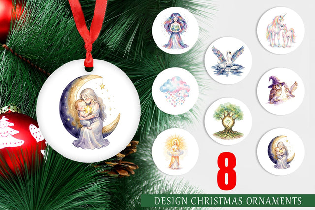 Ornament Watercolor Celestial Mother Fantasy Art Sublimation artnoy 