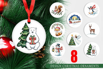 Ornament Watercolor Christmas Animal Sublimation artnoy 