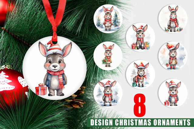 Ornament Watercolor Christmas donkey Sublimation artnoy 