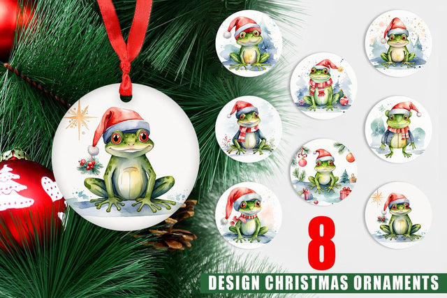 Ornament Watercolor Christmas Frog Sublimation artnoy 