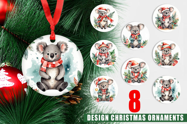 Ornament Watercolor Christmas Koala Sublimation artnoy 