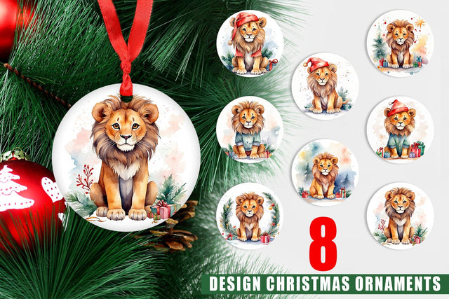 Ornament Watercolor Christmas Lion Sublimation artnoy 