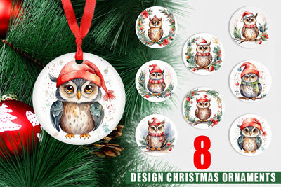 Ornament Watercolor Christmas Owl Sublimation artnoy 