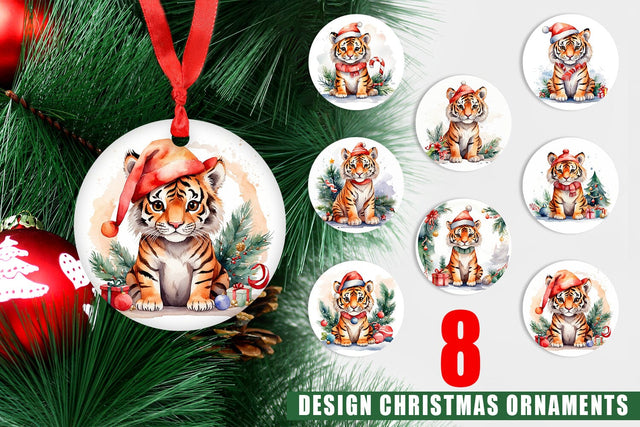 Ornament Watercolor Christmas Tiger Sublimation artnoy 
