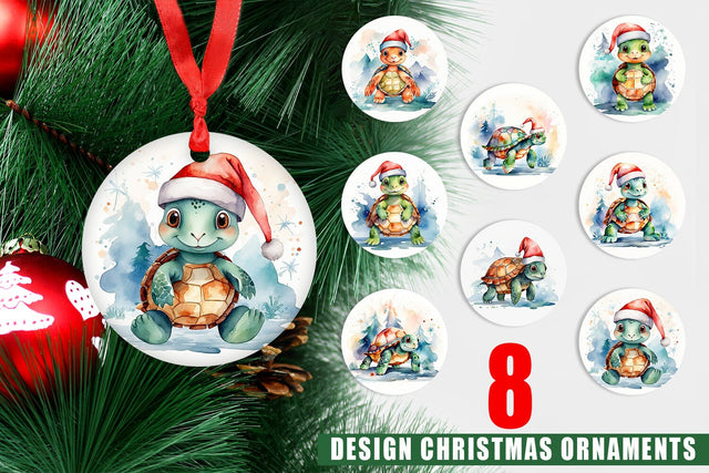 Ornament Watercolor Christmas Turtle Sublimation artnoy 