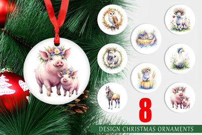 Ornament Watercolor Classic Farmhouse Floral Sublimation artnoy 