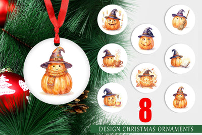 Ornament Watercolor Cozy Autumn Spellcraft Witch Sublimation artnoy 