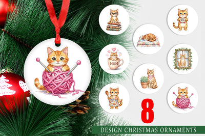 Ornament Watercolor Cozy Cat Mom Lifestyle Art Sublimation artnoy 