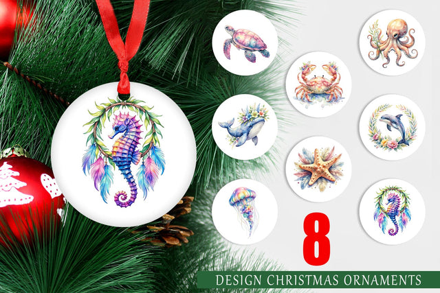 Ornament Watercolor Cute Baby Ocean Animals Sublimation artnoy 