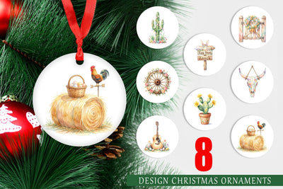 Ornament Watercolor Desert Spring Easter Cacti Sublimation artnoy 