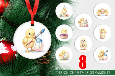 Ornament Watercolor Easter Egg Painting Chicks Sublimation artnoy 