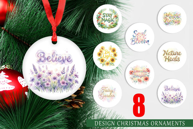 Ornament Watercolor Enchanted Magic Flower Quote Sublimation artnoy 
