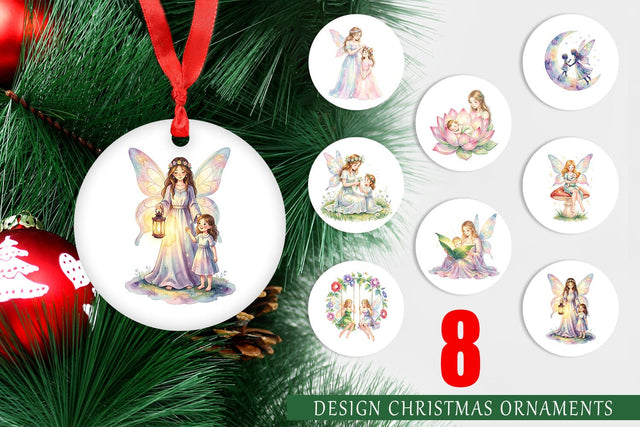 Ornament Watercolor Fairy Mom And Baby Fantasy Sublimation artnoy 
