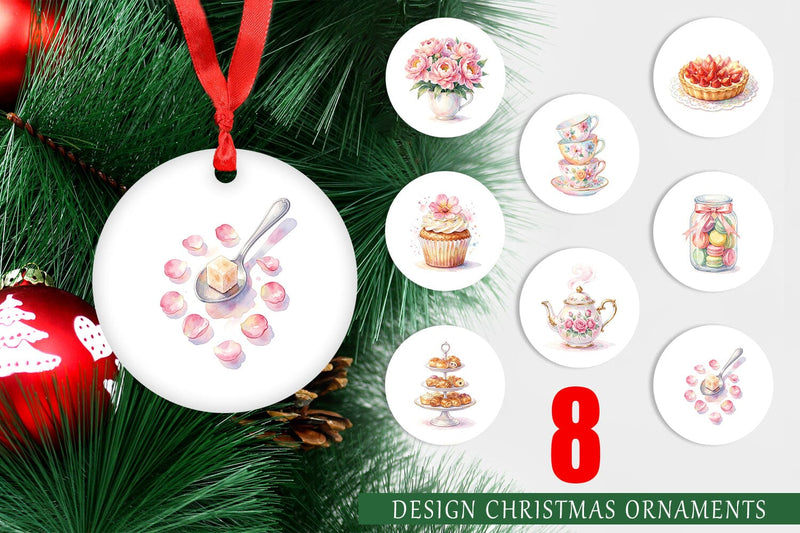 Ornament Watercolor Floral Mother Day Tea Sublimation artnoy 