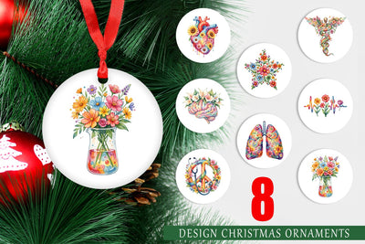 Ornament Watercolor Floral Retro Medical Anatomy Sublimation artnoy 