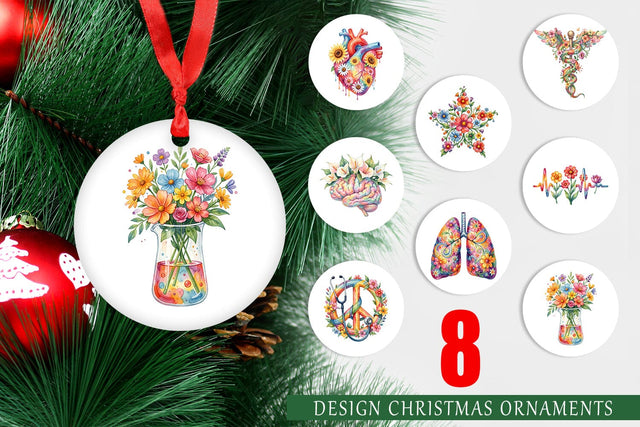 Ornament Watercolor Floral Retro Medical Anatomy Sublimation artnoy 
