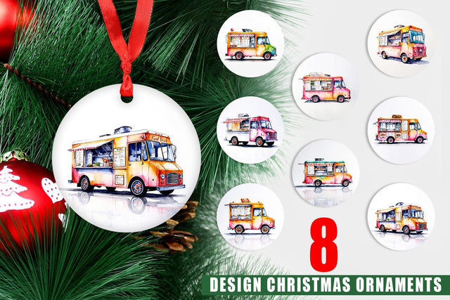 Ornament Watercolor Food Truck Sublimation artnoy 