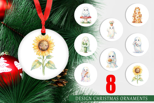 Ornament Watercolor Funny Botanical Nature Ghost Sublimation artnoy 