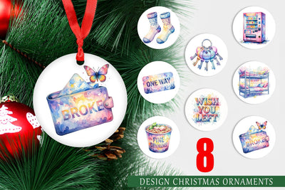 Ornament Watercolor Funny Broke Traveler Quotes Sublimation artnoy 