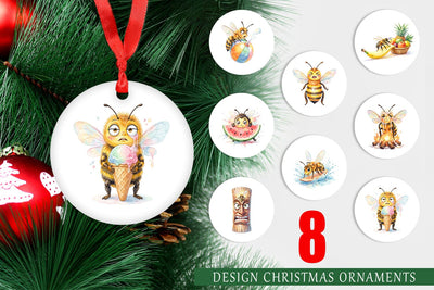Ornament Watercolor Funny Clumsy Bee Summer Fail Sublimation artnoy 