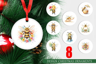 Ornament Watercolor Funny Grumpy Tropical Bee Sublimation artnoy 