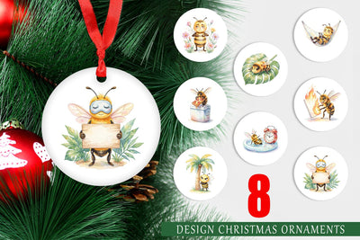 Ornament Watercolor Funny Lazy Island Life Bee Sublimation artnoy 