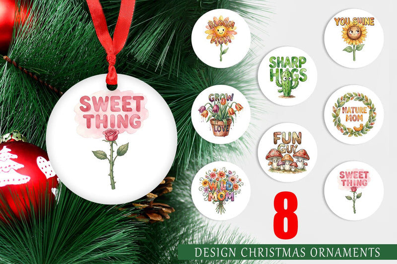 Ornament Watercolor Funny Wonky Floral Mom Art Quotes Sublimation artnoy 