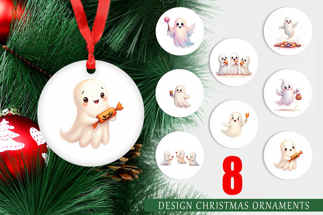 Ornament Watercolor Ghost Candy Party Sublimation artnoy 