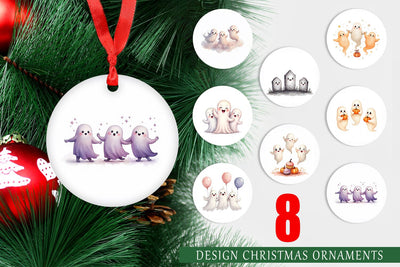 Ornament Watercolor Ghost Trio Sublimation artnoy 