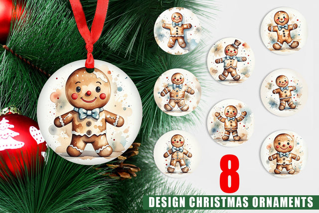 Ornament Watercolor Gingerbread Man Sublimation artnoy 