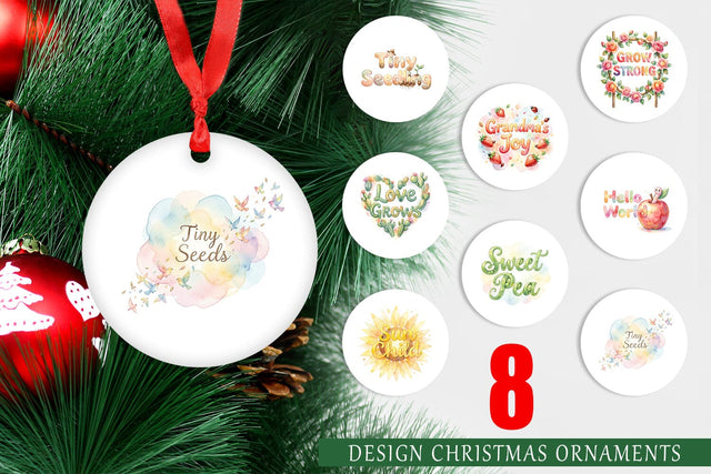 Ornament Watercolor Grandma Little Sprout Quote Sublimation artnoy 