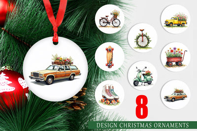 Ornament Watercolor Groovy Bloom Riders 70s Floral Transport Sublimation artnoy 