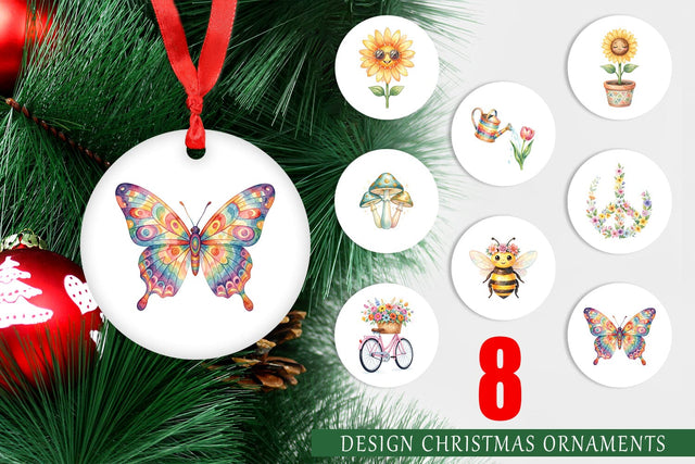 Ornament Watercolor Groovy Retro Floral Garden Sublimation artnoy 