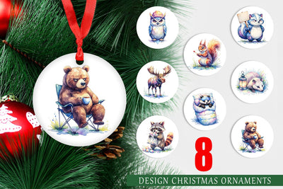 Ornament Watercolor Grumpy Camping Animals Sublimation artnoy 