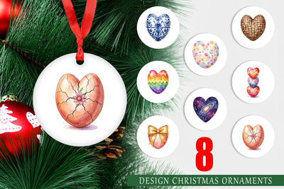 Ornament Watercolor Heart Shaped Easter Egg Art Sublimation artnoy 