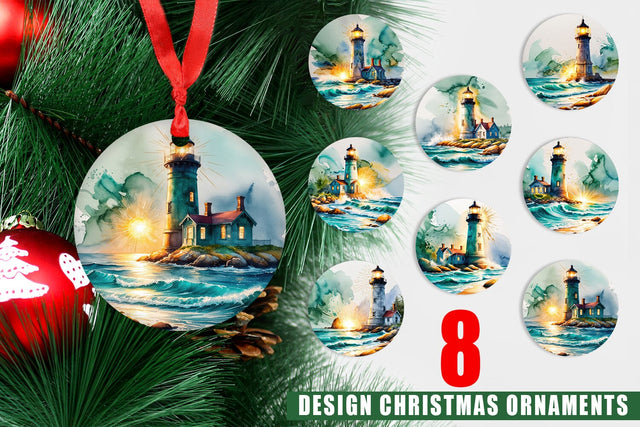 Ornament Watercolor Lighthouse Sublimation artnoy 