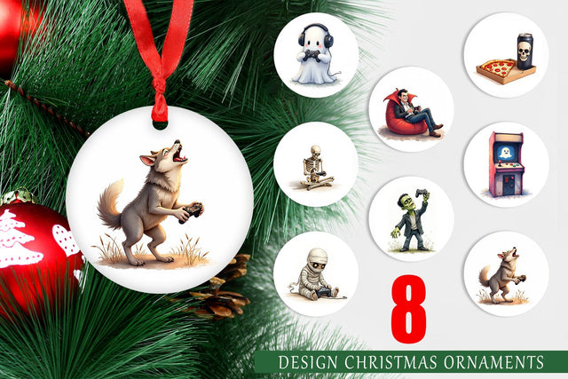 Ornament Watercolor Monster Gaming Night Sublimation artnoy 