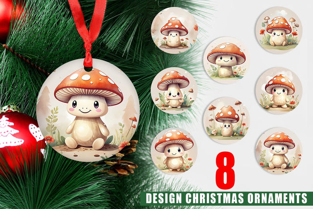 Ornament Watercolor Mushrooms Sublimation artnoy 